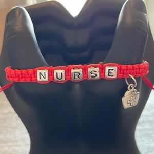 NURSE block letter bracelet